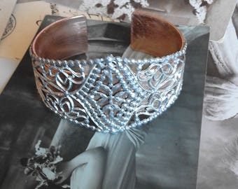 Bracelet band Belle Epoque silver and copper with openwork patterns