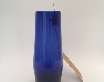 Vase en Verre Bleu Vintage / Vintage Blue Glass Vase