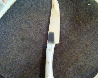 Kitchen knife, High Quality Knife Blade, Hand Forged Knife, Custom made, Stainless Steel Knife, Snake on the butt, Handle of elk horn