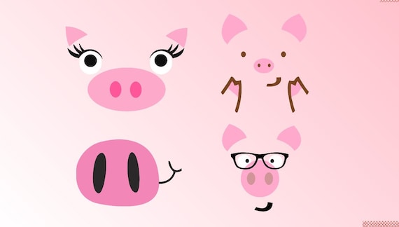 Download Pig Farm Face glasses head SVG Clipart Cut Files Silhouette