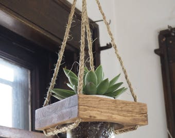 Hanging Planter, Live Succulent, Live Plant, Succulent Planter, Mason Jar Planter, Plant Holder, Wooden Planter