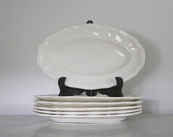 French Antique White Ironstone Plate, SARREGUEMINES, Shabby Chic Earthenware, Stoneware