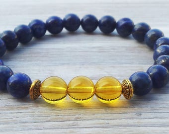PROSPERITY Citrine Mens Abundance Bracelet Success Stone Stretch Men Bead Bracelet Gifts For Him Cool Classy Men Jewellery Boyfriends Gifts