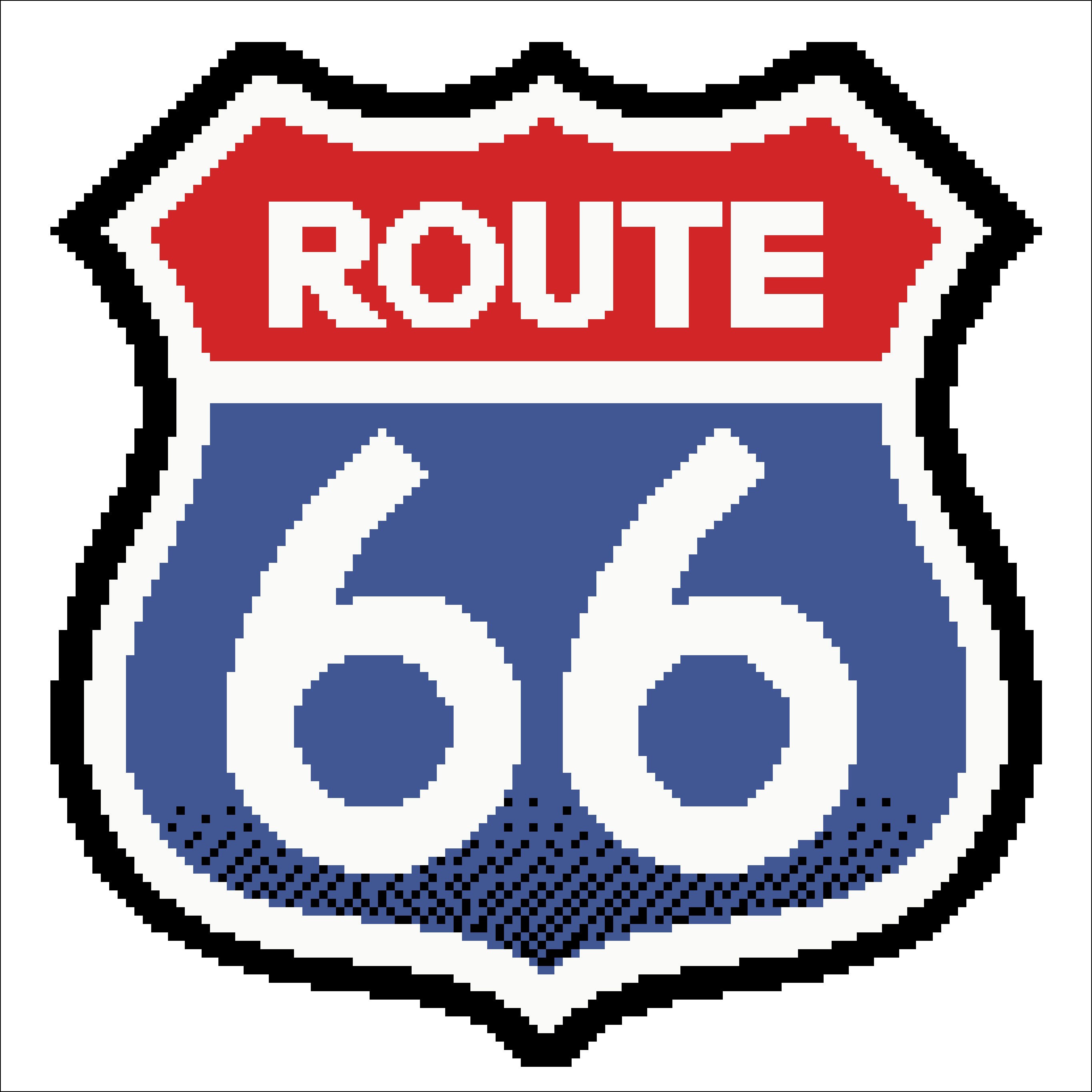 Route 66 Sign - Pattern Counted Chart Cross Stitch (needlepoint ...