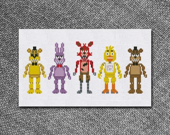 Cross Stitch Pattern Five night at freddy Instant Download PDF Counted Chart