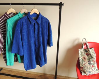 FREE SHIPPING - Vintage VERSACE Classic V2 blue short sleeve shirt with buttons, size Men's xxl