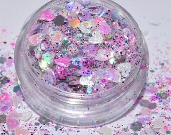 100 g/93,33 EUR - glitter dust bag GlitzerPulver Hexagon heart mix 3 g tinker sparkle iridescent iridescent new
