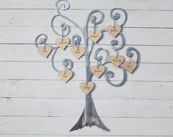 Custom Family Tree - Metal Family Tree - Wood Engraved Family Tree - Farmhouse Family Tree