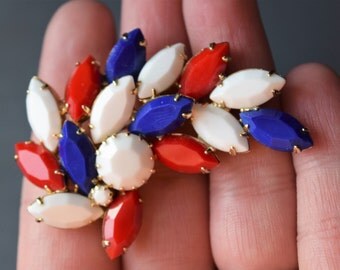 Patriotic Rhinestone Pin Red White and Blue Brooch/ 4th of July Brooch/ USA Brooch/ USA Pin/ Patriotic Brooch/ Red White and Blue Brooch