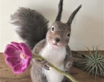 Needle Felted Abert's Squirrel,Felted Animal,Handmade sculpture