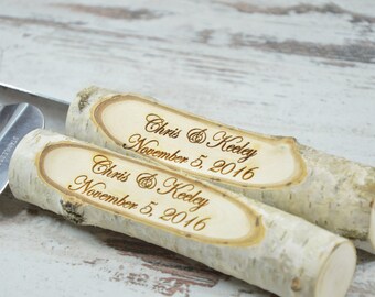 Cake Serving Set Rustic Wedding Cutting Knife Servers Cake Serving Set Rustic Wedding Cutting Knife Servers