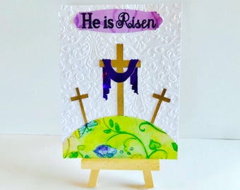 He Is Risen Easter Card, Religious Easter Card, Easter Card, Religious Card, Holiday Card, Card With Crosses, Beautiful Easter Card, Easter