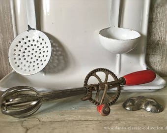 Crank mixer hand mixer whisk whisk hand whisk vintage Brocante shabby old