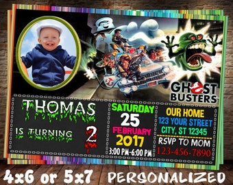 Ghostbusters Birthday Invitation. Ghostbusters Invitation. Ghostbusters Invite. Slimer. Ghost Busters. Ghost Buster Birthday Card. Ghost