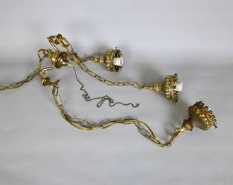 3 Tier Swag Hanging Pendant Lamp With Mid Century Brass Finish