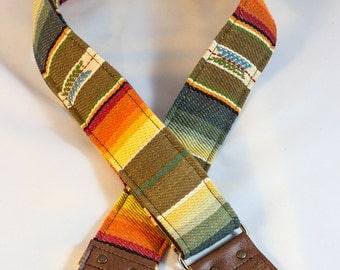 Southwest Multi Colored Saddle Blanket Fabric Guitar Strap