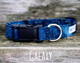 Dog Collar, Boy Dog Collar, Blue Dog Collar, Galaxy