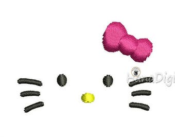 Mini Hello Kitty Face Machine Embroidery Design 3 Sizes