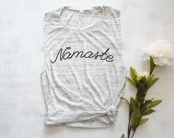 Namaste muscle tank top shirt, yoga tank top shirt, cute yoga shirt, trendy yoga shirt, yoga workout shirt