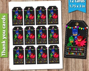 Pj Masks Thank You Cards / Pj Masks Favour Tags / Pj Masks Thank You Card / Pj Masks Thank You Tags / Pj Masks Favor / Pj Masks Invitation