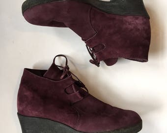 Vintage Arche Purple Nubuck Leather Lace Up Shoes size EU 40 US 9.5 Granny Booties Platform Hipster Chukka ankle Boot