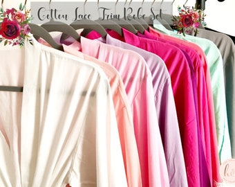 SALE! Lace Robe, Bridesmaid Robes, Bridesmaid gifts, Cotton Robe, Bridal robes, Getting ready outfit, Wedding robes