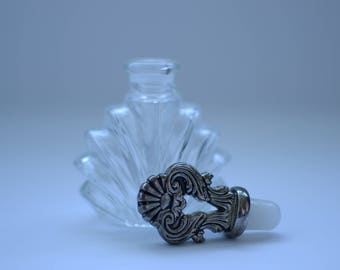 Vintage Sea Shell Perfume Bottle with Metal stopper
