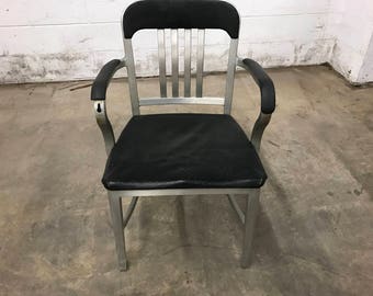 Vintage 1960's Black Plastic and Metal Office Chair