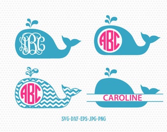 Whale Svg, Whale Frames, Whale Silhouette, sea monogram summer svg, for CriCut Silhouette cameo Files svg jpg png dxf