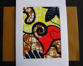 African print fabric greeting card on superior recycled card