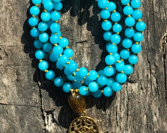 Turquoise Mala with 108 semi precius gemstones