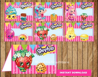 Shopkins Food labels, Printable Shopkins Food tent cards, Shopkins party Food labels Instant download