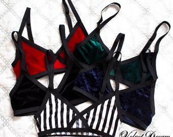 Velvet lingerie, velvet bralette, keyhole bralette, elastic bralette,sport bra, soft bra,sport style lingerie, unwired, gift for her