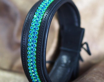 Leather Show Brow Band with Bling Colors for Seattle fans