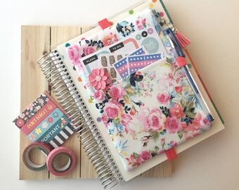 Happy planner cover pouch - floral pencil bag - journal accessories case - zippered pouch - cute planner bag - pencil case