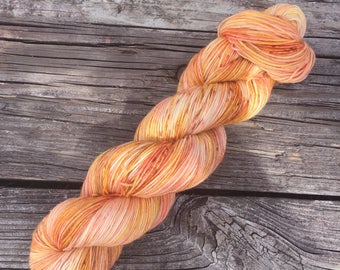 Georgia Peach - 75/25 SW Merino, Nylon - Sock Yarn - Fingering Yarn - Kettle Dyed Yarn - Speckled Yarn - Lagniappe Sock - Dyed To Order