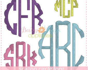 Scallop Circle Monogram Font 2", 3", 4" & 5"