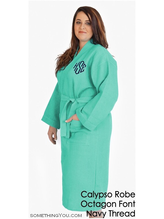 Monogrammed Robe Long and Tall Size Personalized White Black