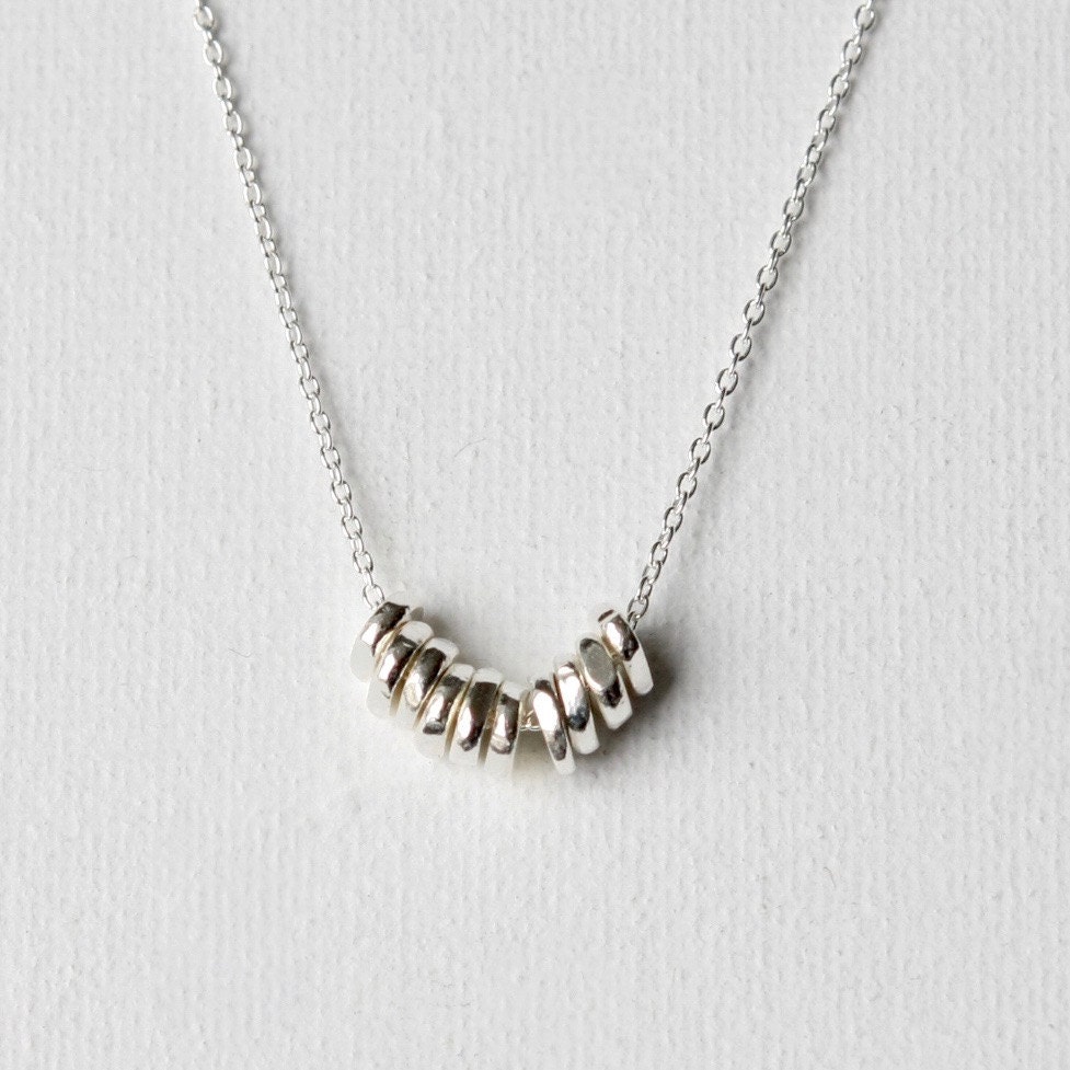 Sterling Silver Disc Necklace Silver Bead Necklace Minimal