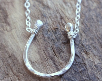 Small Horseshoe Necklace - Sterling Silver Lucky Charm Necklace