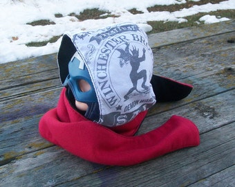 Upcycled Winchester Demon Warding Shirt Fleece Hooded Scarf Scoodie Ready to Ship