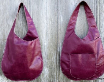 Distressed Magenta Leather Sling Bag by Stacy Leigh