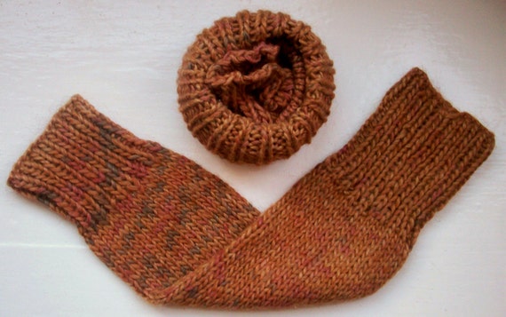 Leg warmers, unisex, chunky, hand painted wool, alpaca mix, warm, brown, grey chestnut mottle.