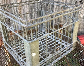 Vintage Farmhouse Metal Wire Milk Crate Organizing Steffens Dairy