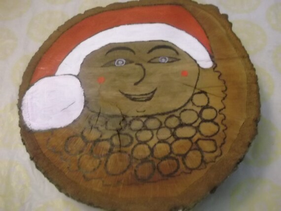 10 inch Wood Slice Natural Wood with Wood Burned Santa Beard Advent Calendar Made to Order Count Down to Christmas Fun Reusable Kids