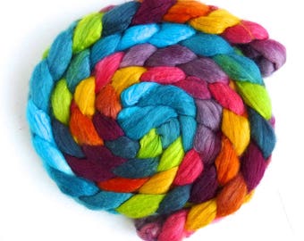 Polwarth/Silk 60/40 Roving - Handpainted Spinning or Felting Fiber, Scottish Landscape