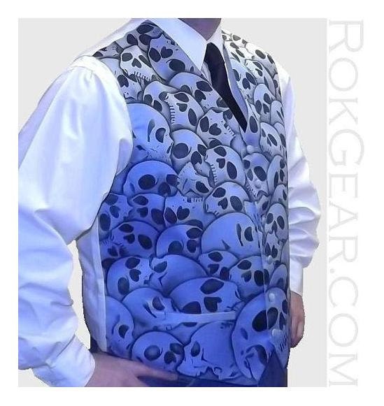 Men Skull design formal vest custom skull vest by RokGear on Etsy