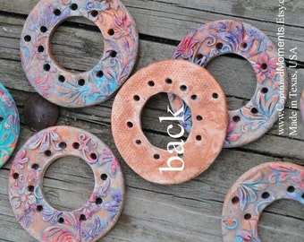 Handmade Pottery Bead For a Pendant with Space to Weave
