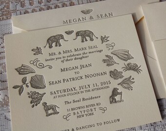 Letterpress Wedding Invitation, Wedding Invitation, Whimsical Wedding Invitation, Wedding Invitations, Custom Wedding Invitation, Sample
