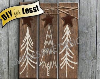 Rustic Home Decor Tree Vinyl Decals or Stencil Farmhouse Decor Country Decor Cottage Decor Primitive Decor Sign Set of 3 DIY
